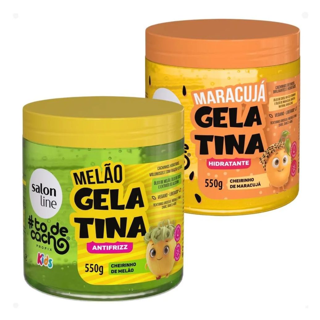 Kit Salon Line Kids #todecacho 2 Gelatinas: Melão e Maracujá 550g
