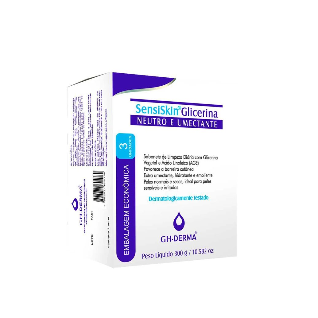 Sabonete em Barra GH Derma SensiSkin Glicerina Neutro e Umectante 3 unidades com 100g cada