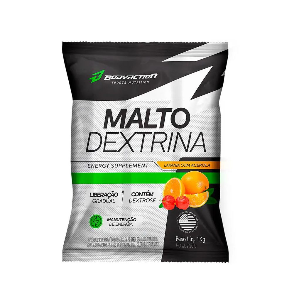 Malto Dextrin 1kg Bodyaction Sabor Laranja com Acerola