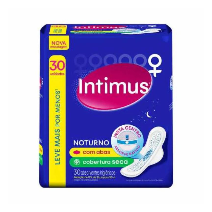 Absorvente Intimus Noturno Seca com Abas - Leve Mais por Menos 30 unidades