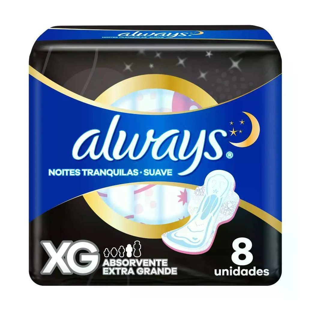 Abs Always Noturno Suave Xg C/ Abas C/ 8 unidades