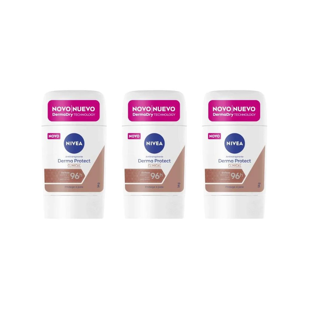 Desodorante Nivea Clinical Gel 54g Fem Derma Protect - 3un