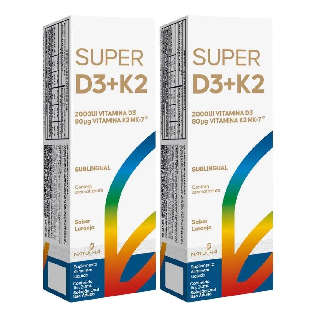 Kit 2x Super D3 + K2 Sublingual em Gotas 20ml - Natulha