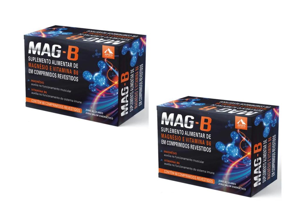 Mag-b Kit C/2 Caixas C/60 comprimidos Cada - Magnésio Bisglicinato + Vitamina B6