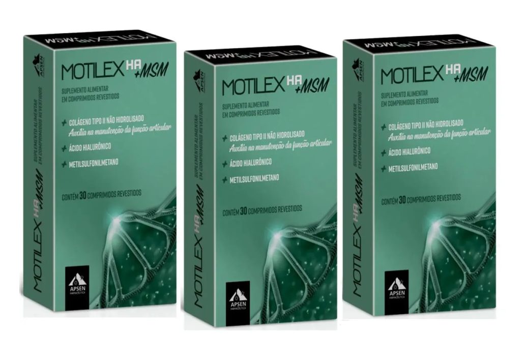Motilex Ha+msm Kit C/3 Caixas C/30 comprimidos Cada - Colágeno Tipo 2 + Ácido Hialurônico + Msm = Metilsulfonilmetano + Vitamina C