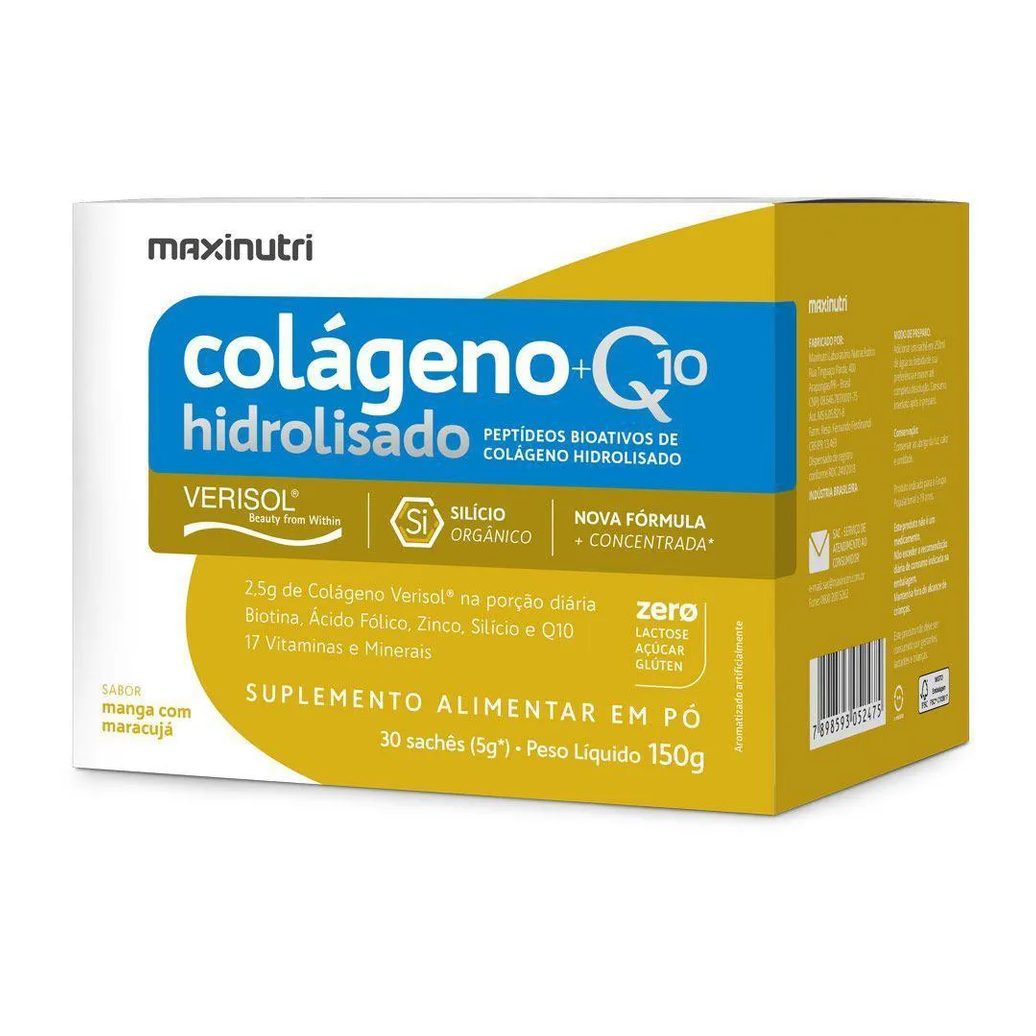 Colágeno Verisol Sachê Q10 Maxinutri Sabor Manga Maracujá