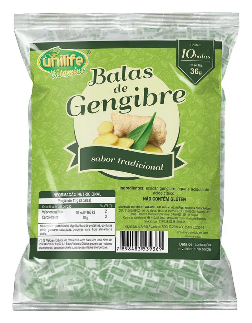 Bala de Gengibre Tradicional - Caixa com 30 Pacotes de 36 Gr.