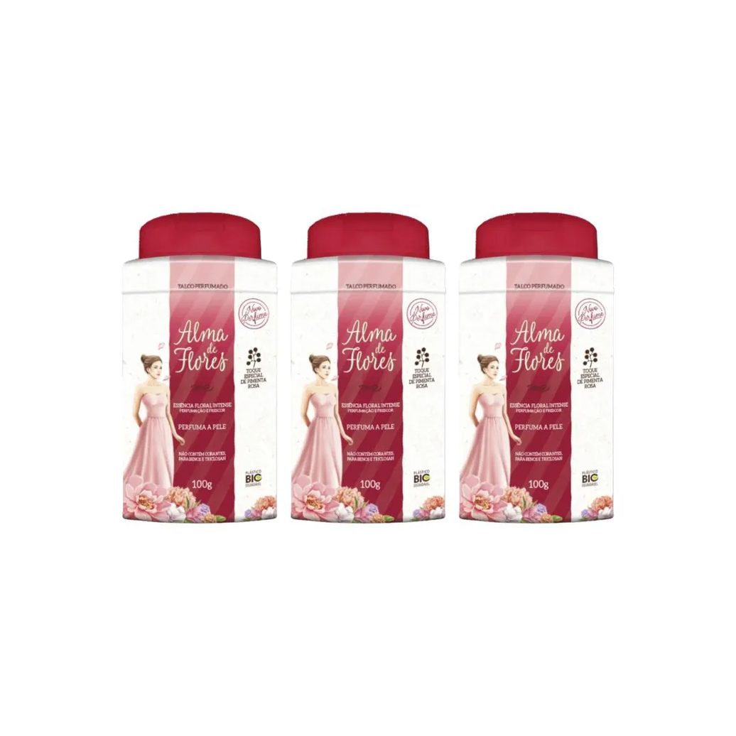 Talco Alma de Flores 100g Floral Intense - Kit C / 3un
