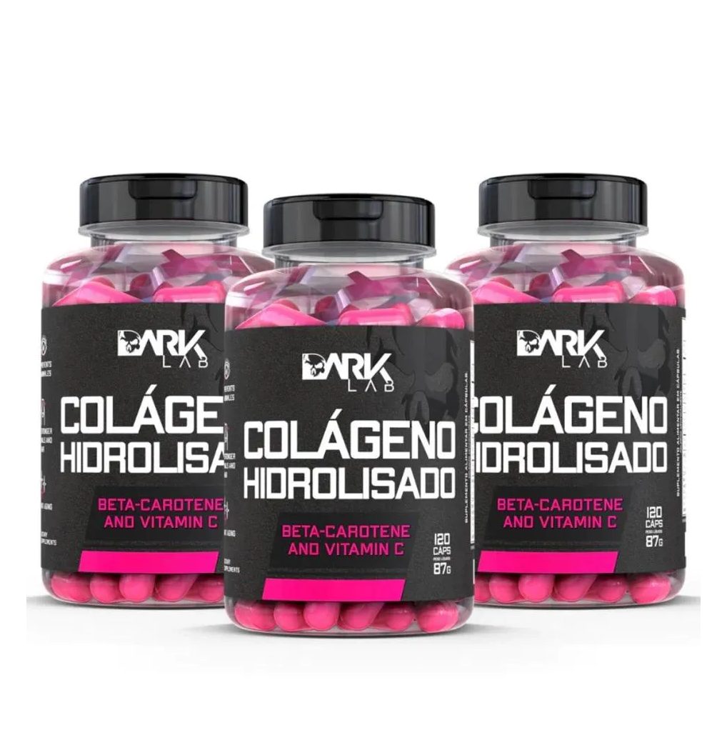 Kit 3x Colágeno Hidrolisado 120 Capsulas Dark Lab Collagen (360 Caps)