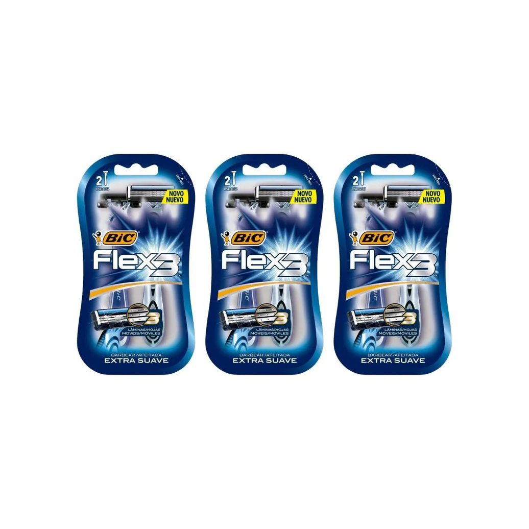 Aparelho de Barbear Bic Flex 3 com 2un - Kit C / 3un