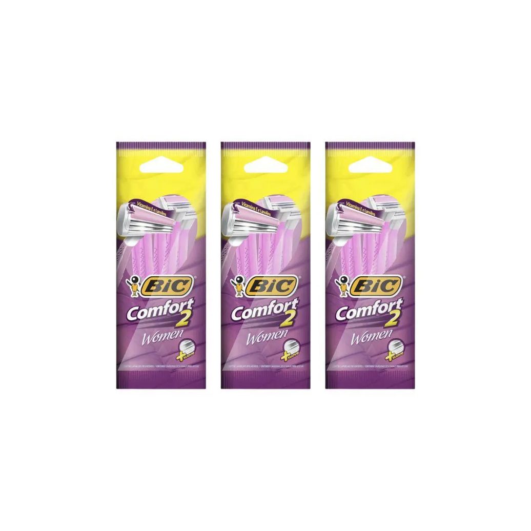 Aparelho de Barbear Bic Comf 2 Twin For Women L5p4 - Kit 3un