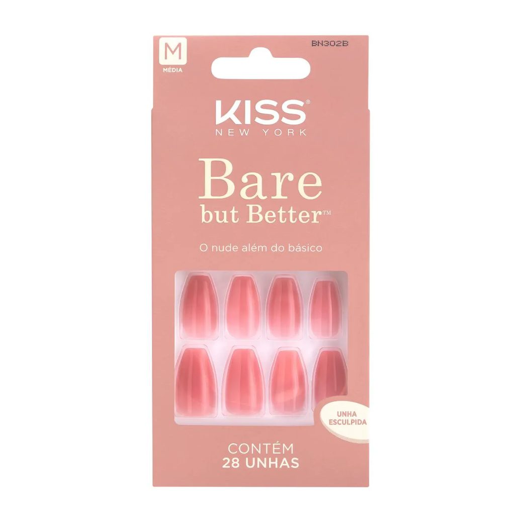 Unha Postiça sem Cola Bare But Better Nude Nude - Kiss New York