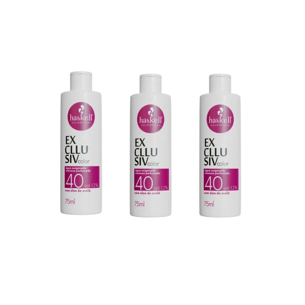 Agua Oxigenada Haskell 75ml 40 Volumes - Kit C / 3un