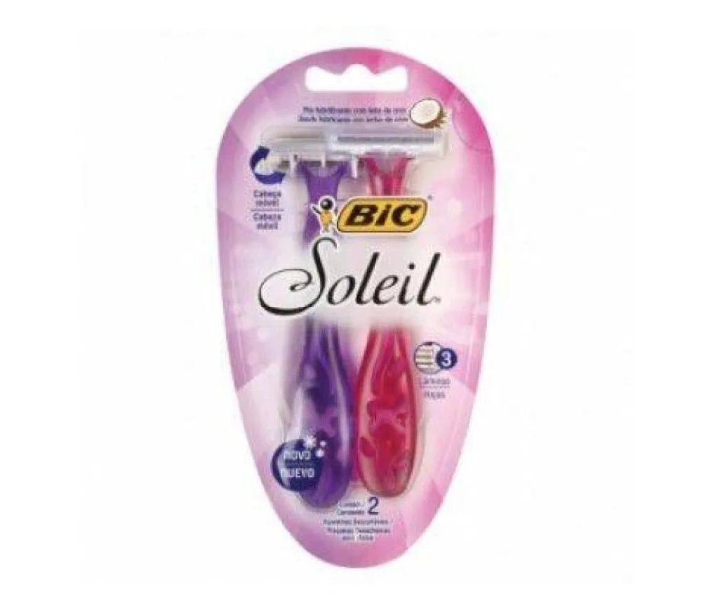 Aparelho Barbear Bic Soleil com 2 unidades Rosa e Roxo