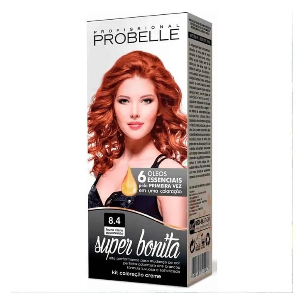 Tintura Probelle Super Bonita 8.4 Louro Claro Acobreado