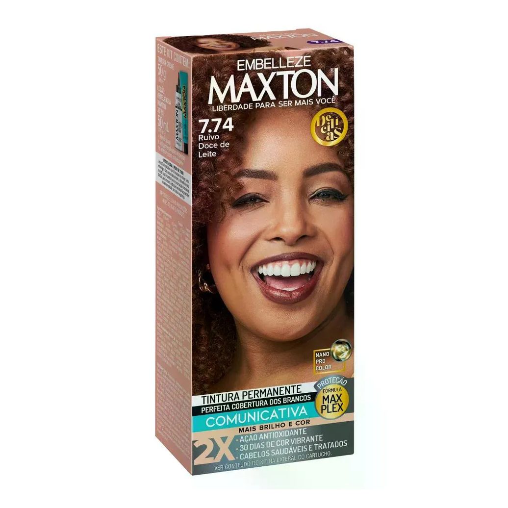 Tintura Maxton 7.74 Ruivo Doce de Leite (especial Delicias)
