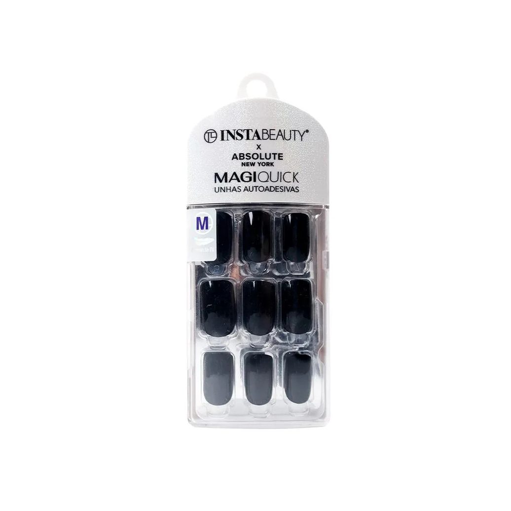 Unhas Autoadesivas Média Magic Black- Absolute New York X Instabeauty