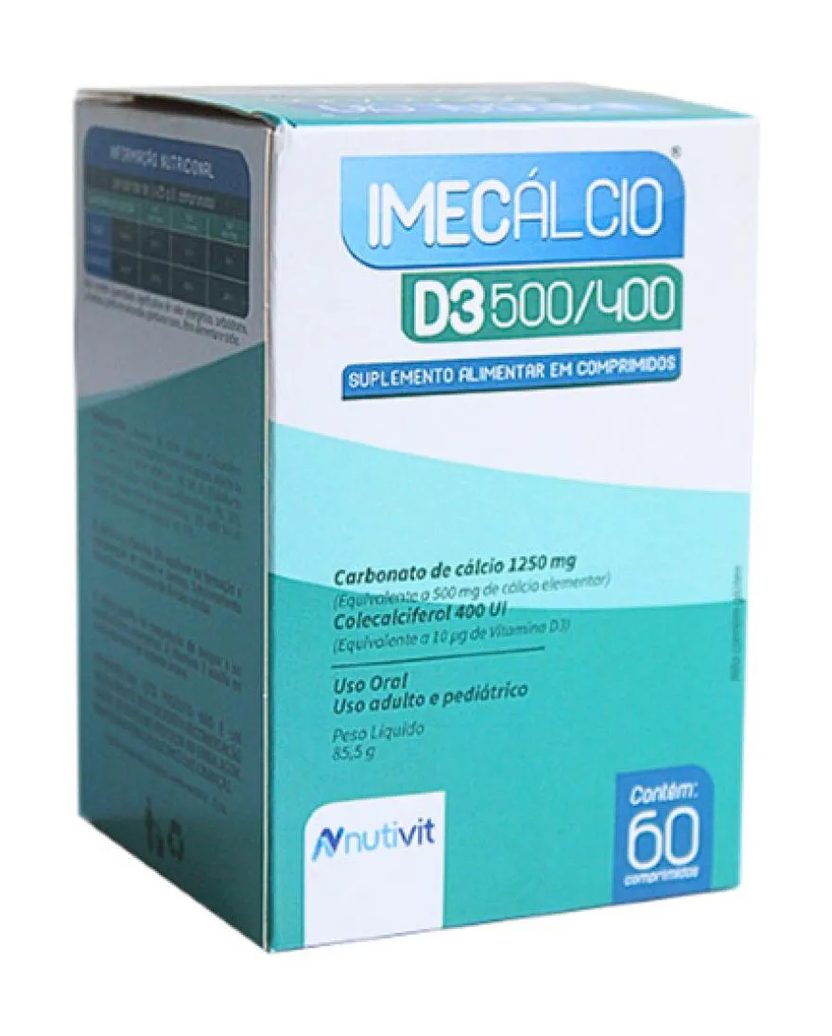 Imecalcio 500mg + 400ui - Cálcio + Vit D3 - 60 comprimidos
