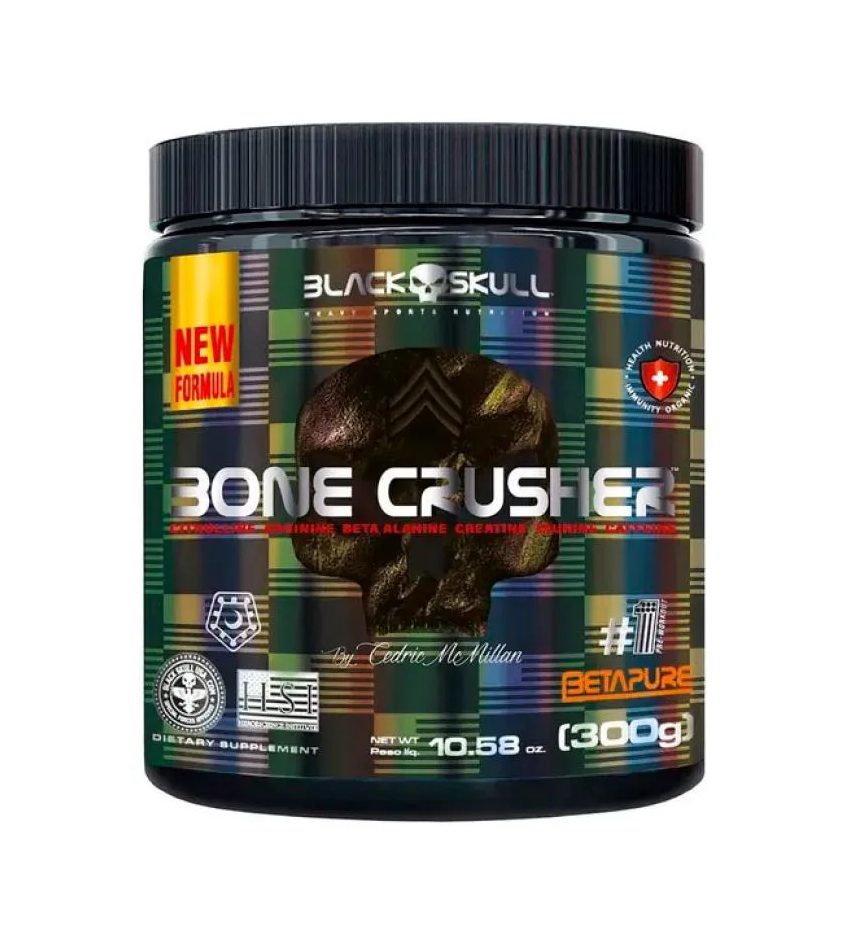 Pré-treino Bone Crusher 300g Frutas Limão - Black Skull