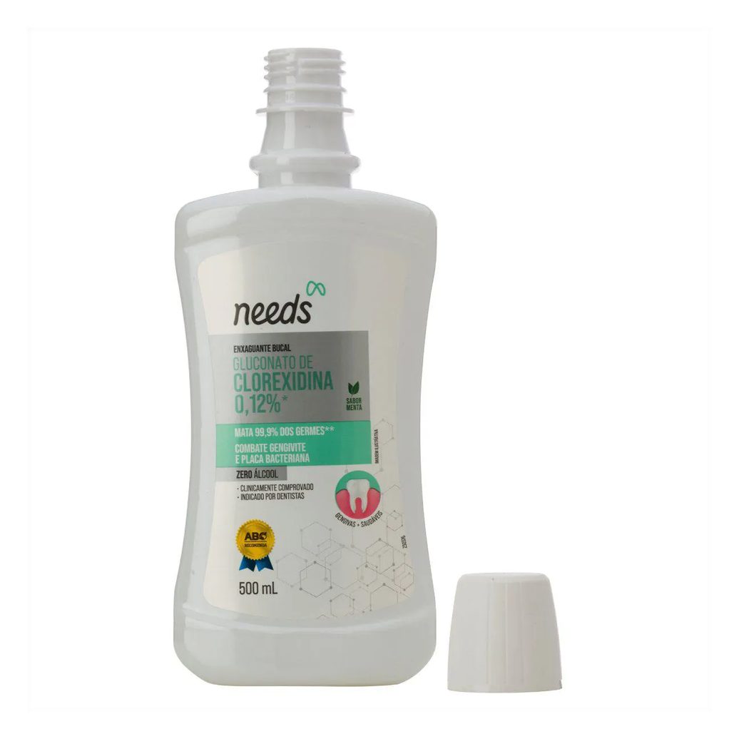 Enxaguante Bucal Needs Clorexidina 0,12% Menta Sem Álcool 500ml
