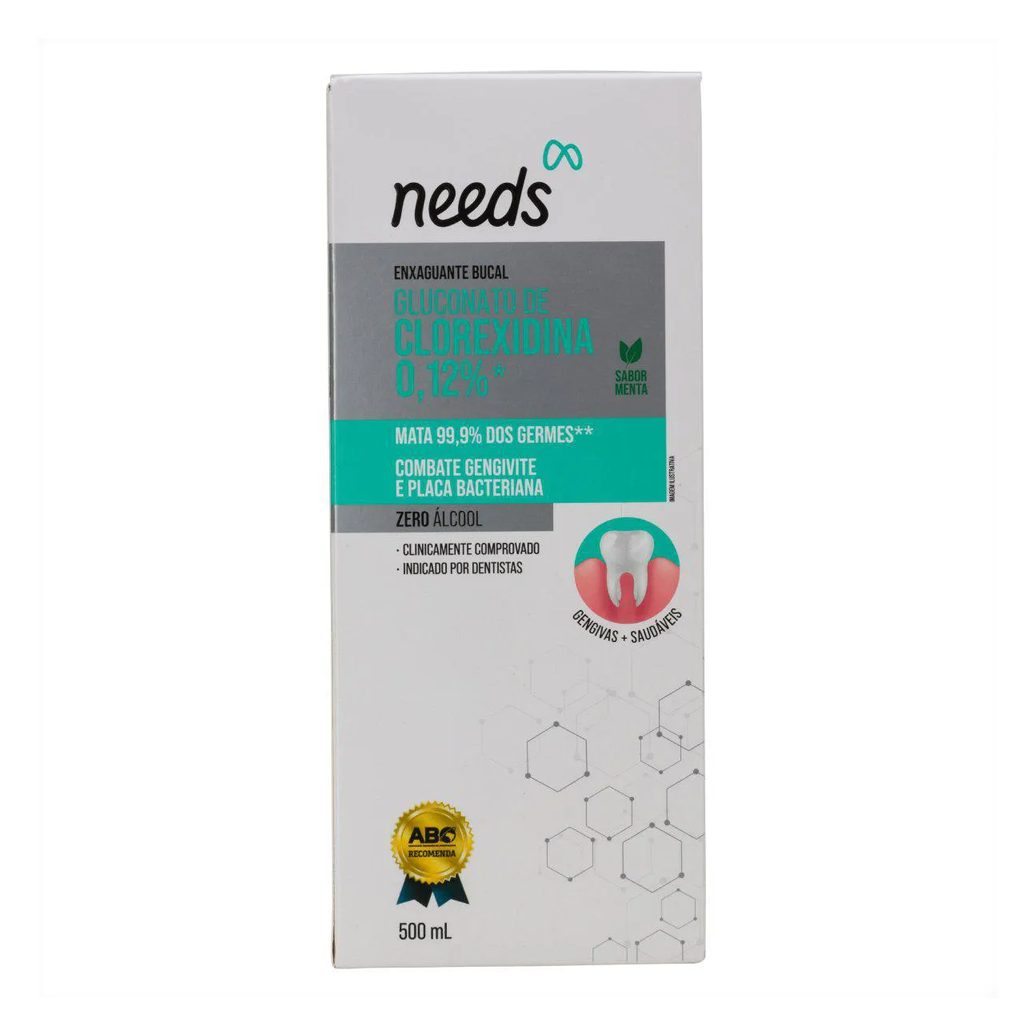 Enxaguante Bucal Needs Clorexidina 0,12% Menta Sem Álcool 500ml