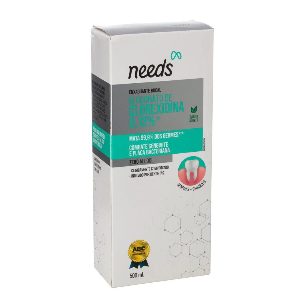 Enxaguante Bucal Needs Clorexidina 0,12% Menta Sem Álcool 500ml