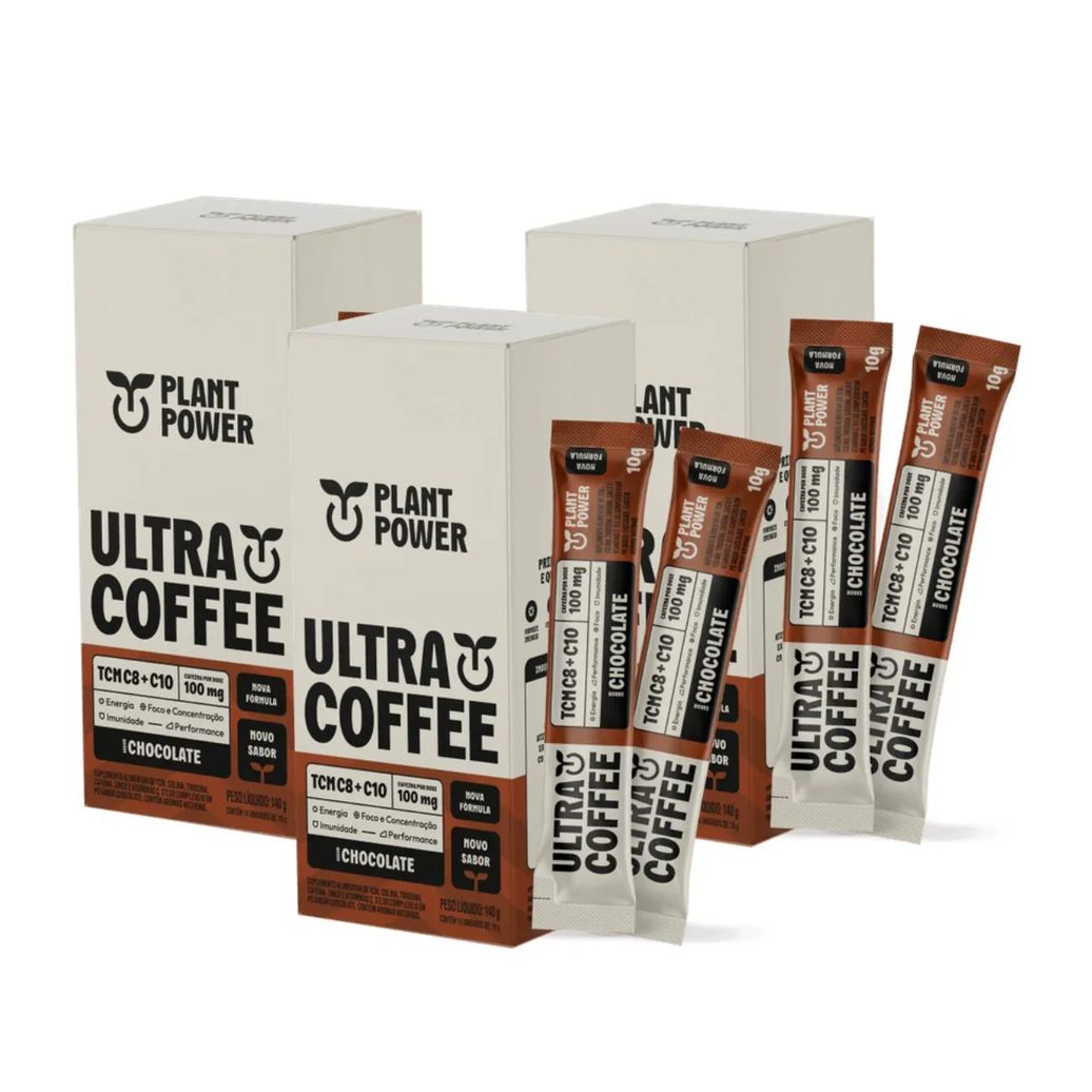 3x Ultra Coffee Stick Plant Power Chocolate 14 Unidades 10g
