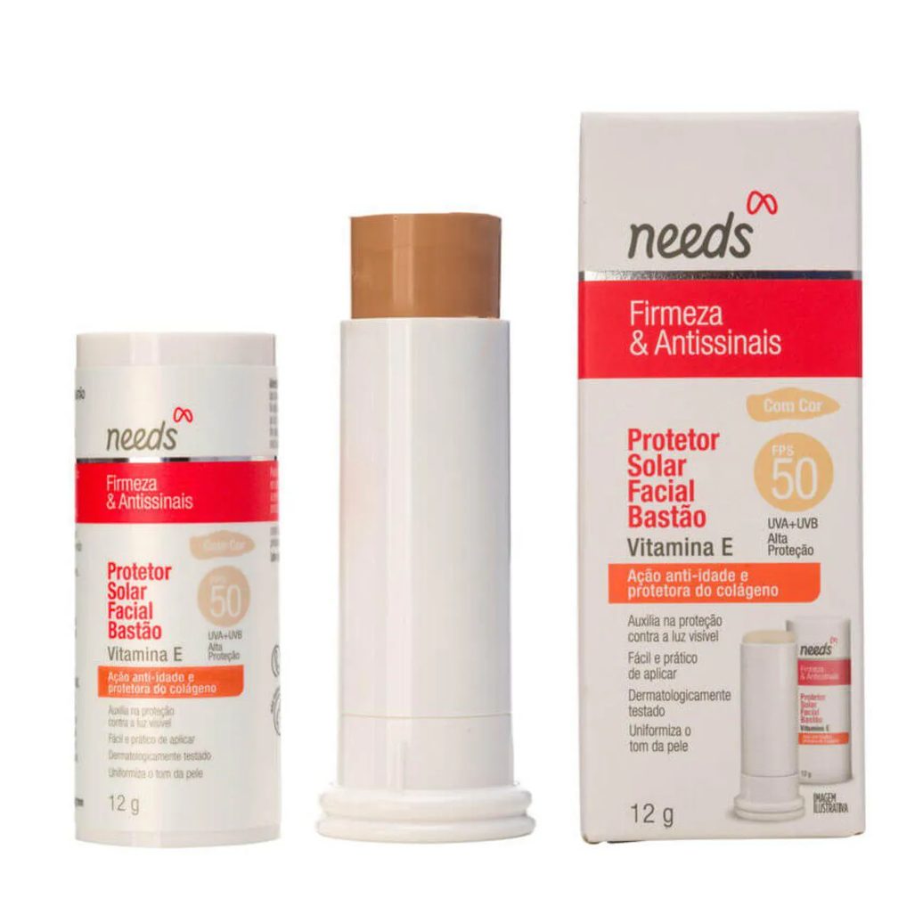 Protetor Solar Facial Needs Firmeza & Antissinais FPS 50 Com Cor Bastão 12g
