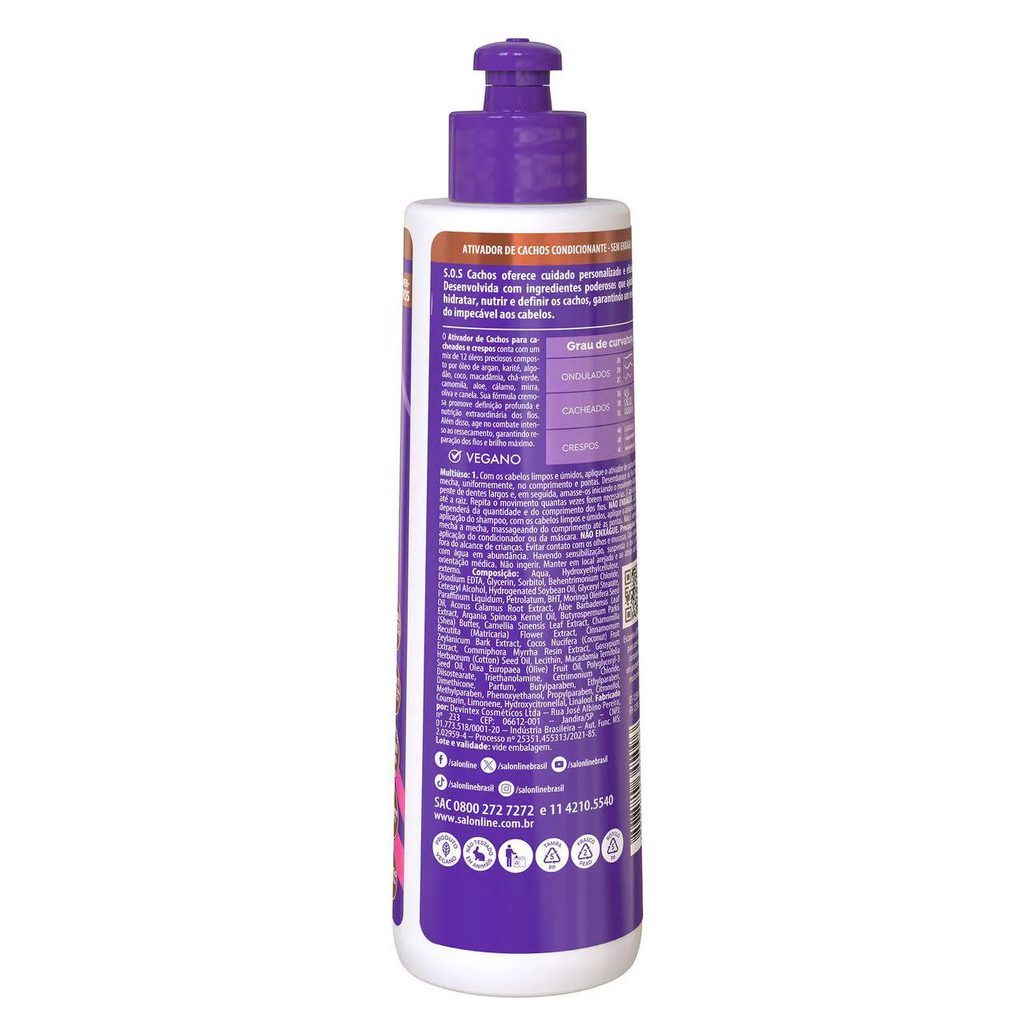 Ativador de Cachos Salon Line S.O.S Super Óleos Nutritivo 300ml