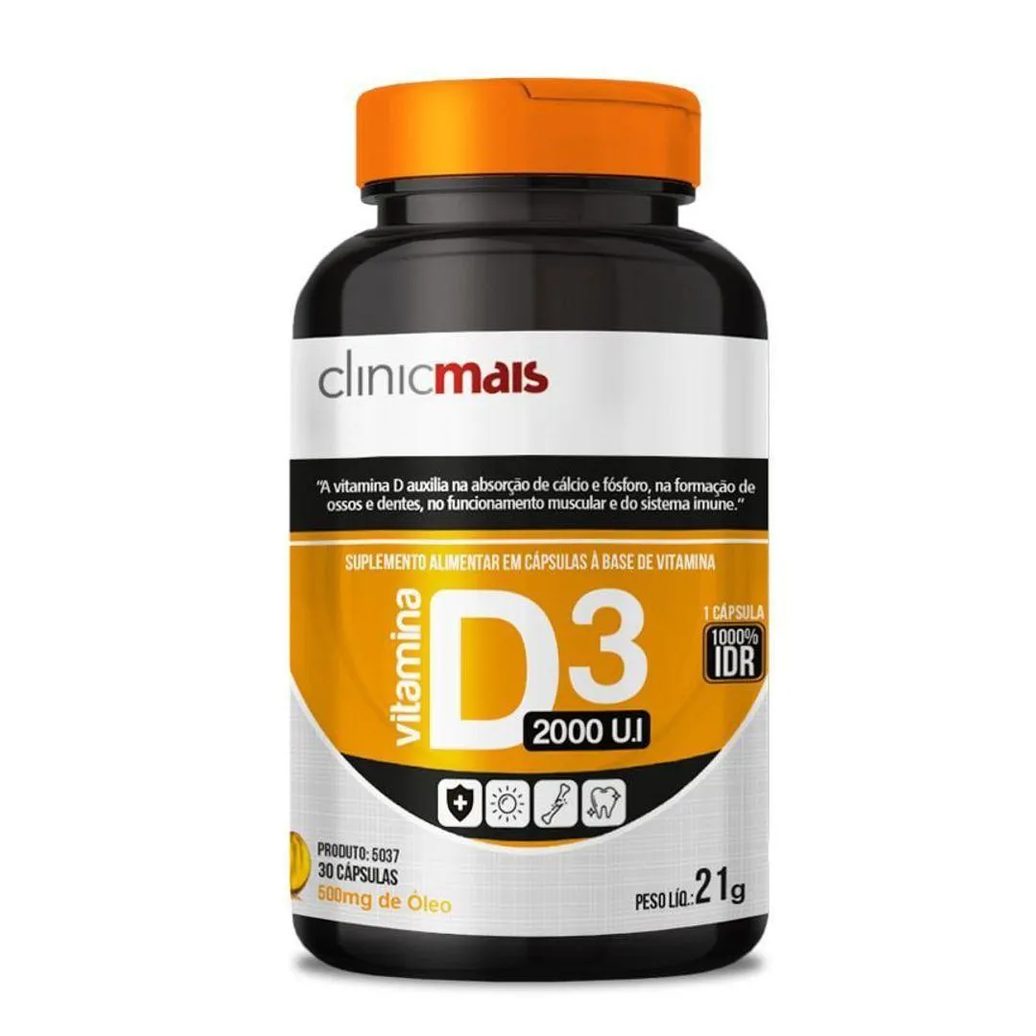 Kit 3 Vitamina D3 2000 U.i 500mg Clinicmais 30 cápsulas