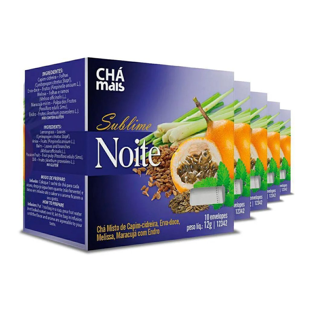 Kit 5 Chá Sublime Noite Clinicmais 10 Sachês 12g