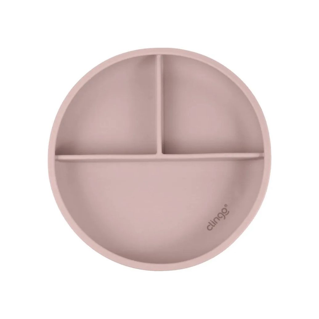 Prato de Silicone com Divisória e Ventosa Rosa - Clingo