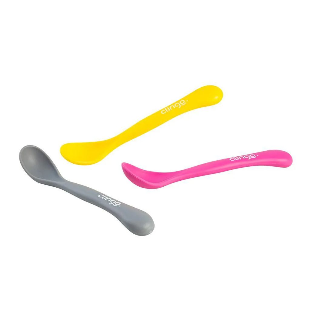 Kit 3 Unid Colheres Colors Cinza Rosa e Amarelo - Clingo