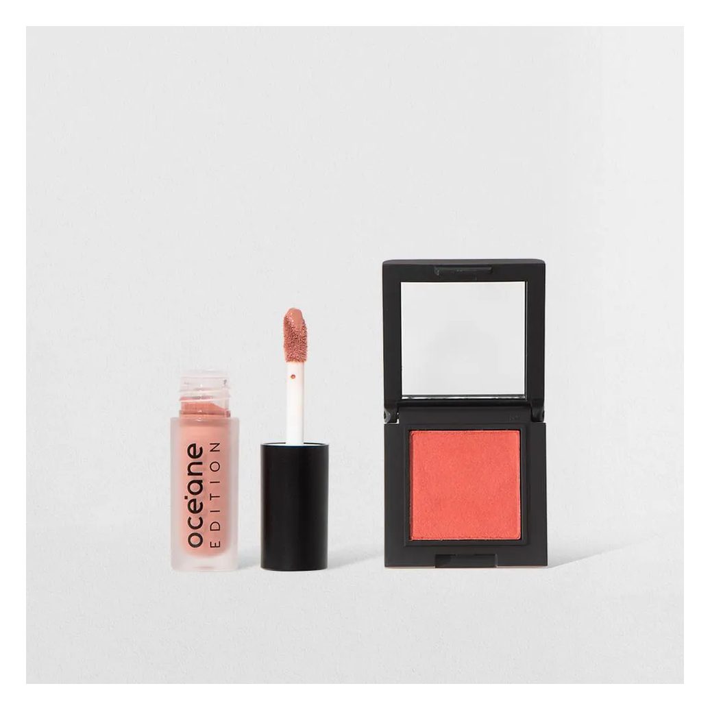 Kit Mini Batom Líquido Nude Matte + Mini Blush Cremoso Caramelo Océane Edtion (2 Produtos)