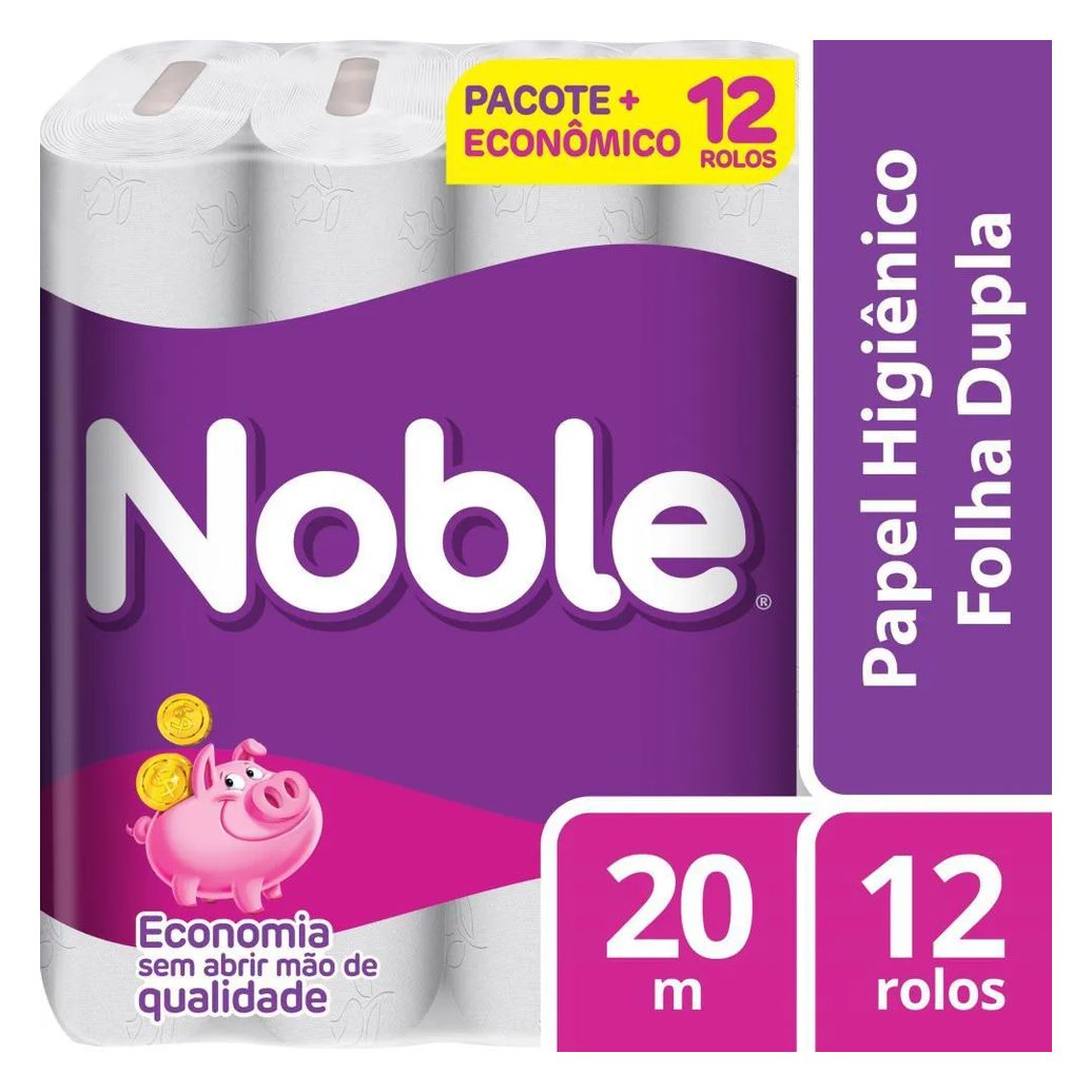 Papel Higiênico Noble Neutro Folha Dupla 12 Rolos de 20m