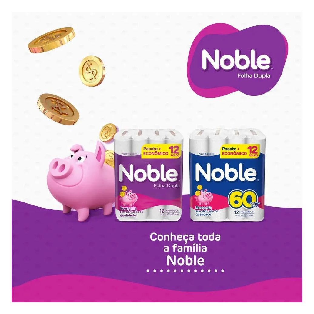 Papel Higiênico Noble Neutro Folha Dupla 12 Rolos de 20m