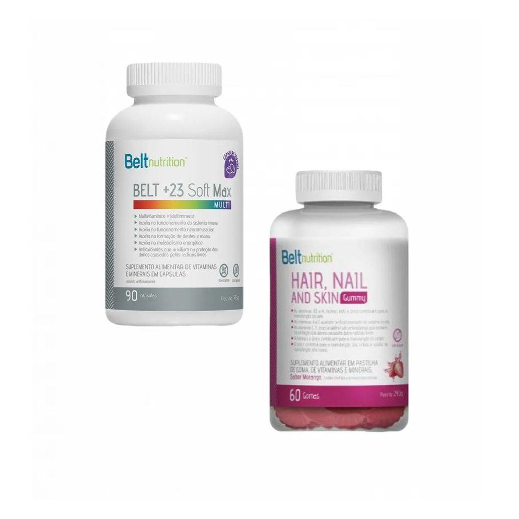 Belt +23 Soft Max + Belt Hair Gummy Morango - Belt Nutrition