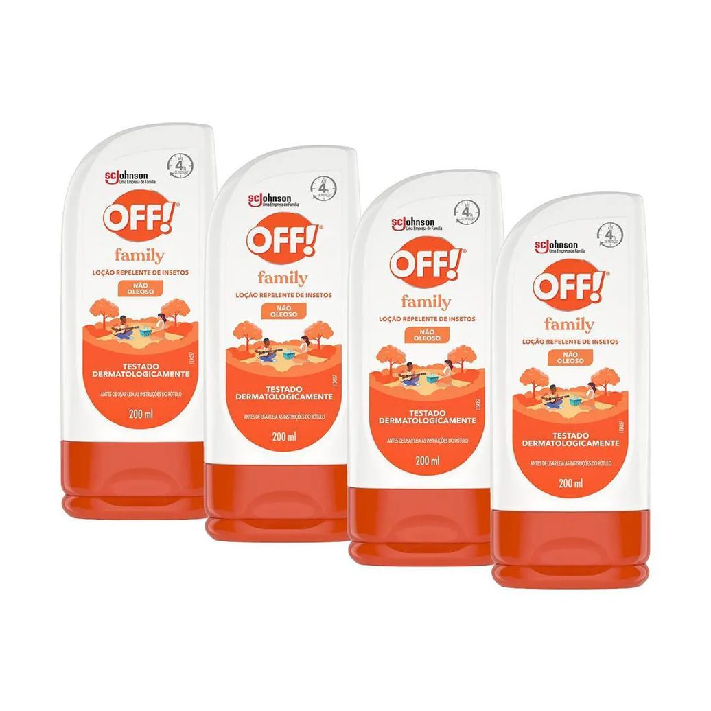 Kit 4 Repelentes Loção Off! Family 200ml Cada