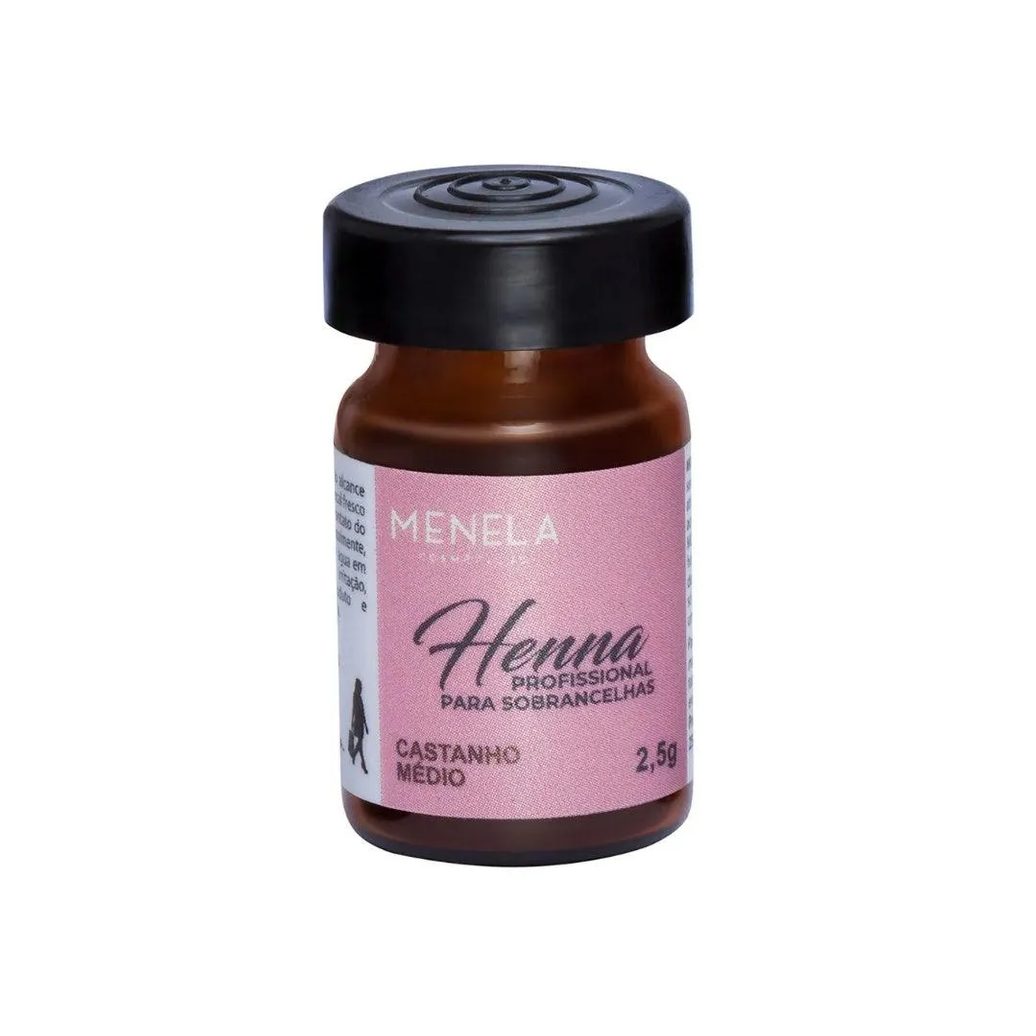 Kit Henna Sobrancelha Menela Castanho Médio 2,5g
