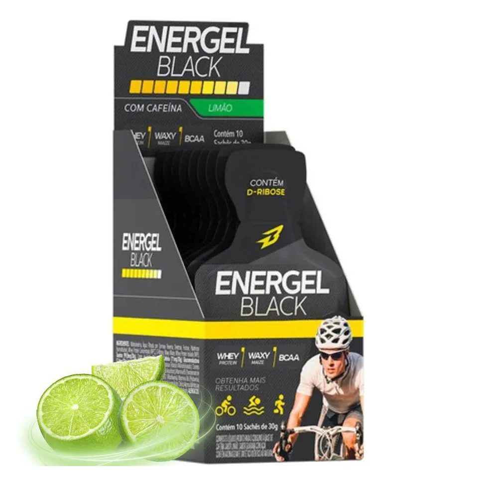Gel Energel Black com Cafeína Caixa 10 unidades Body Action - Limão