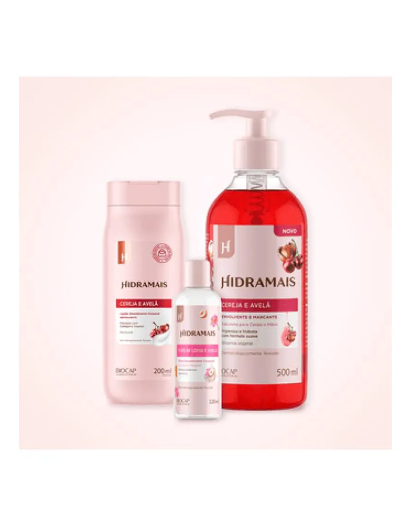 Kit Cereja e Avelã com Óleo Corporal Flor de Lotus e Avelã 200ml