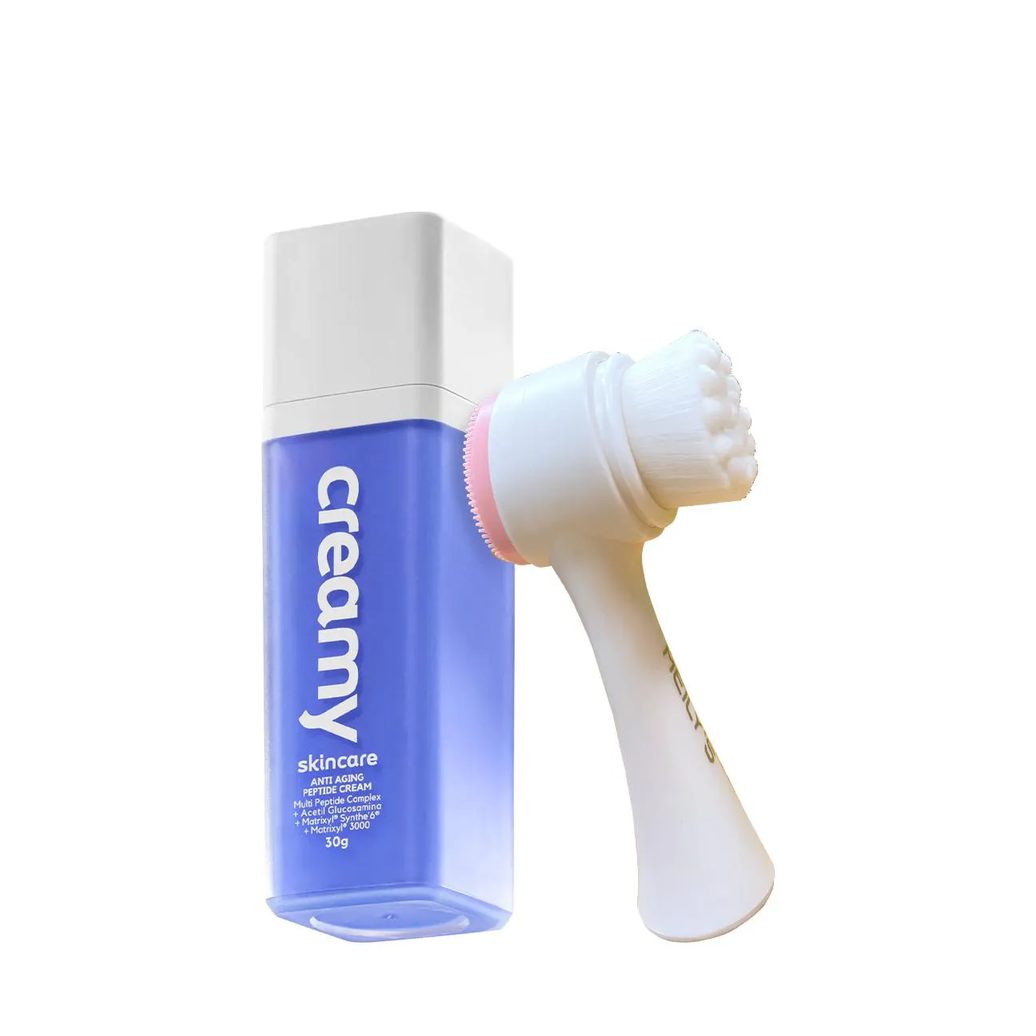 Kit Creamy Skincare Anti-aging Peptide Cream e Escova de Limpeza Facial 2 em 1 (2 Produtos)