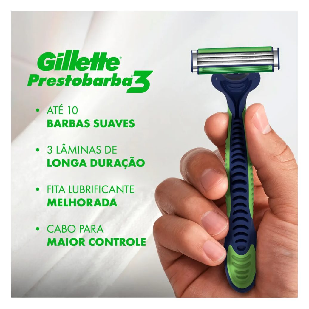 Aparelho de Barbear Gillette Prestobarba3 Sensitive Aloe Vera 2 unidades