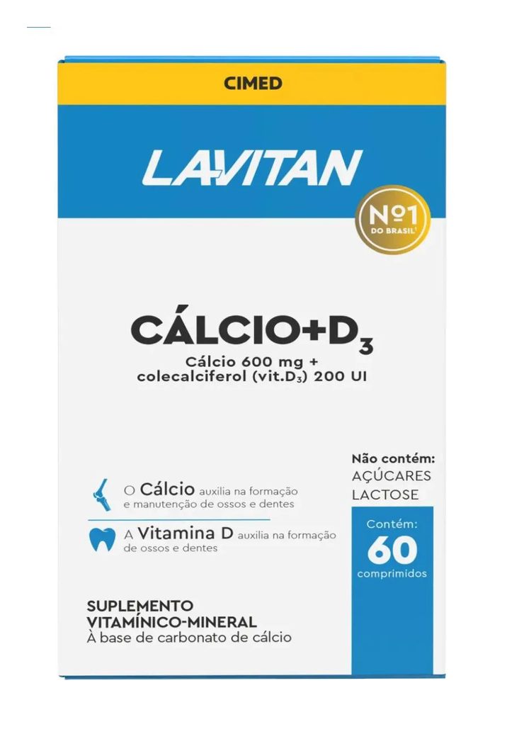 Lavitan Calcio 600mg + 200ui Vitamina D3 Suplemento com 60 comprimidos - Cimed
