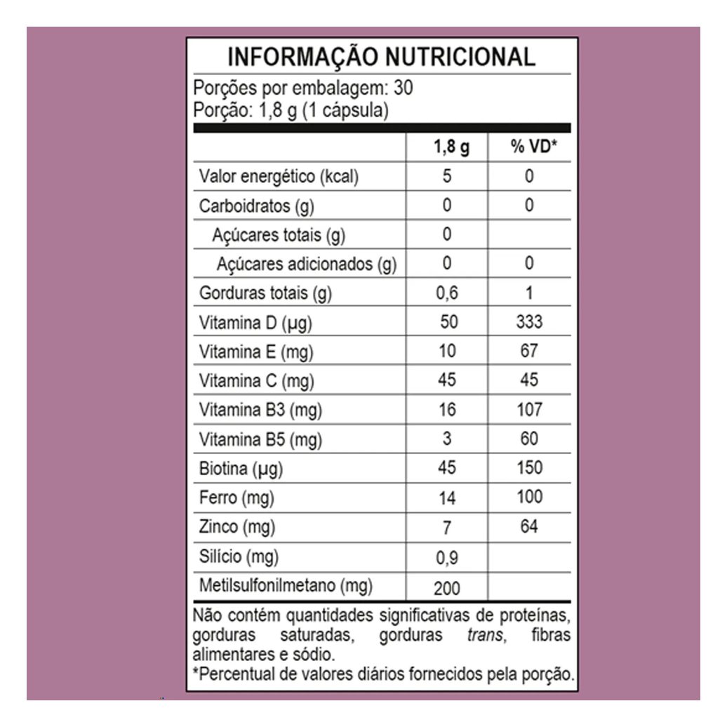 Suplemento Alimentar Nouve Silício D Cabelo Pele e Unha 30 Cápsulas