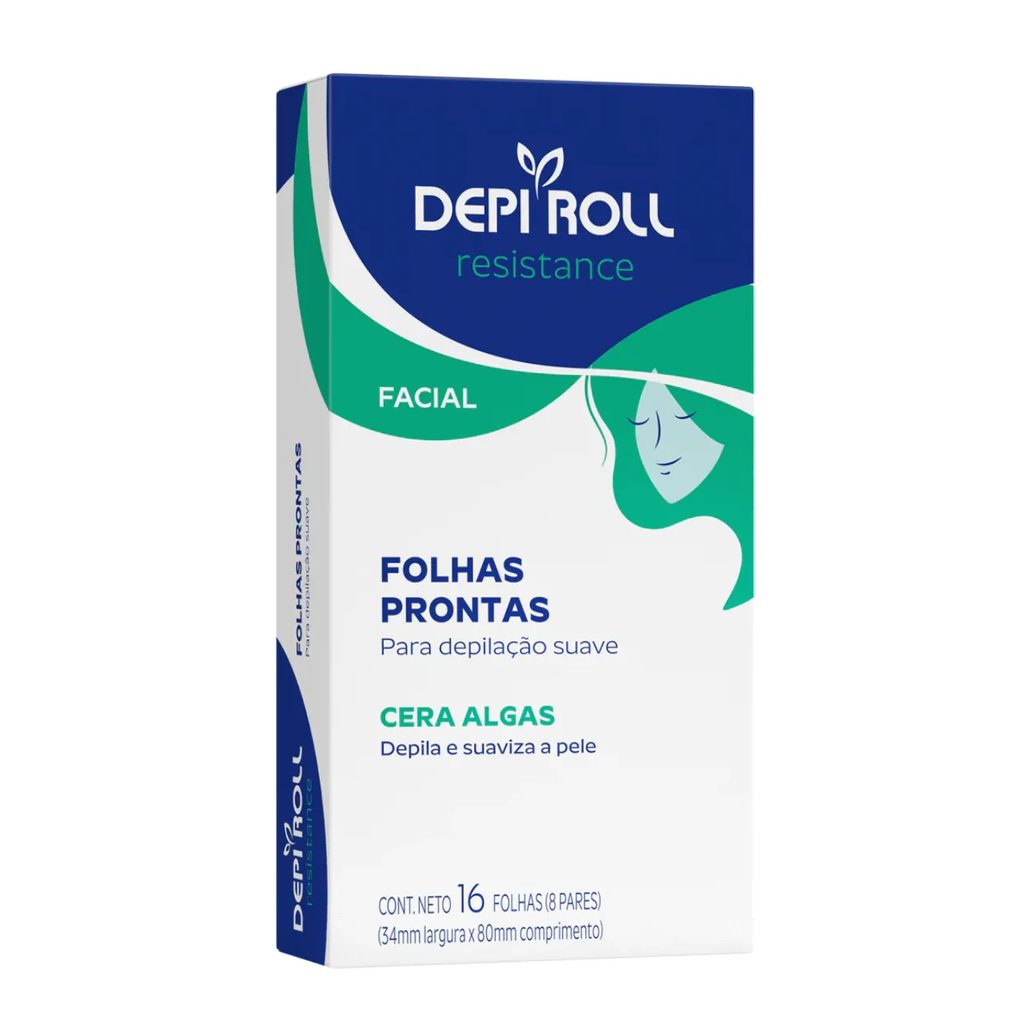 Cera Depilatória Facial Depi Roll Resistance Algas 16 folhas prontas