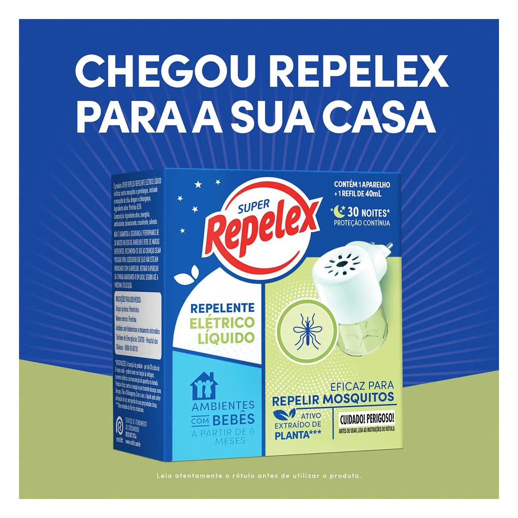 Kit Repelex Aparelho Elétrico + Repelente 30 Noites 40ml