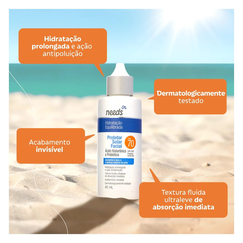 Protetor Solar Facial FPS 70 Needs Hidratação Equilibrada 40g