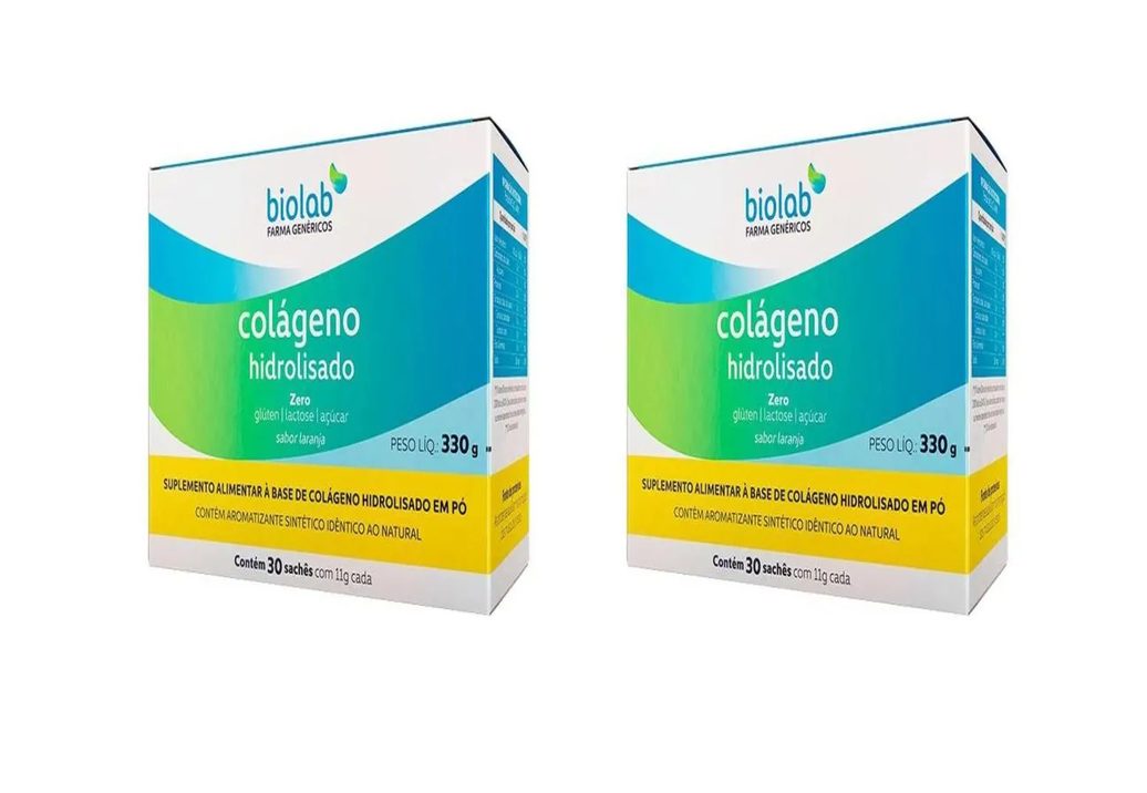 Kit 2 Suplemento Biolab Colágeno Hidrolisado Peptan 30 Sachê
