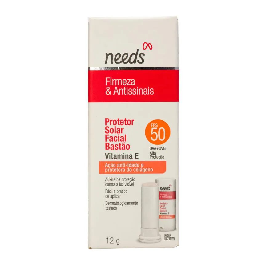 Protetor Solar Facial Needs Firmeza & Antissinais FPS 50 Bastão 12g